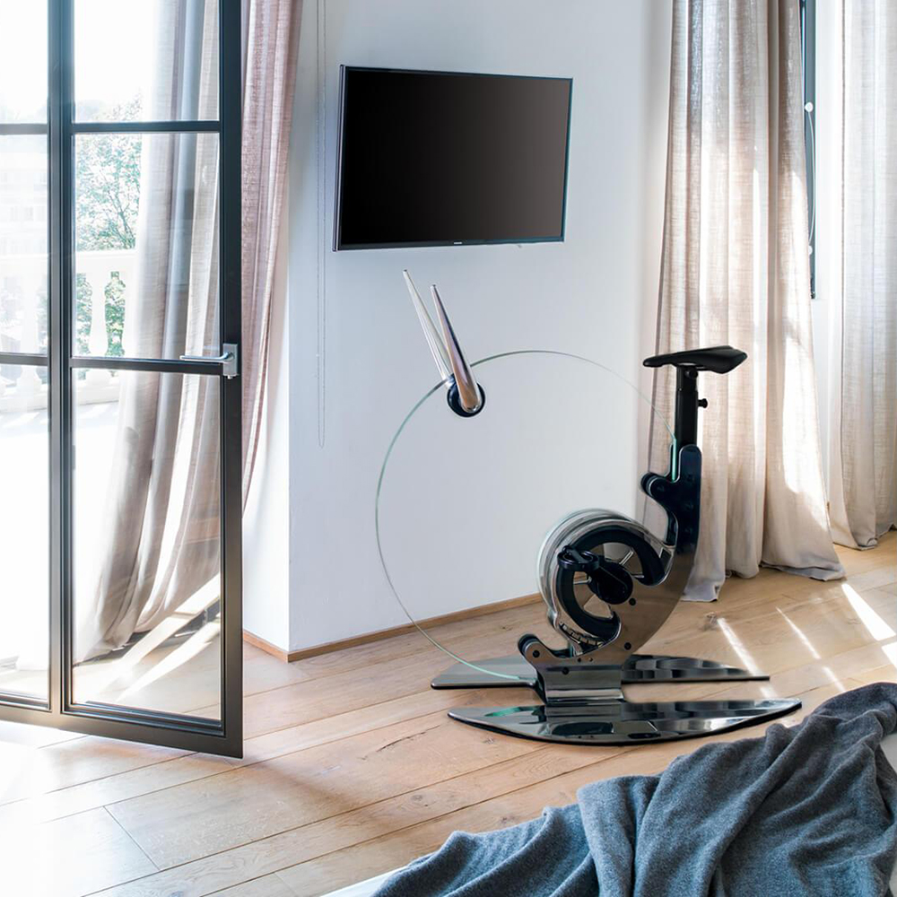 CICLOTTE Luxus Design Ergometer aus Glas – Schwarz