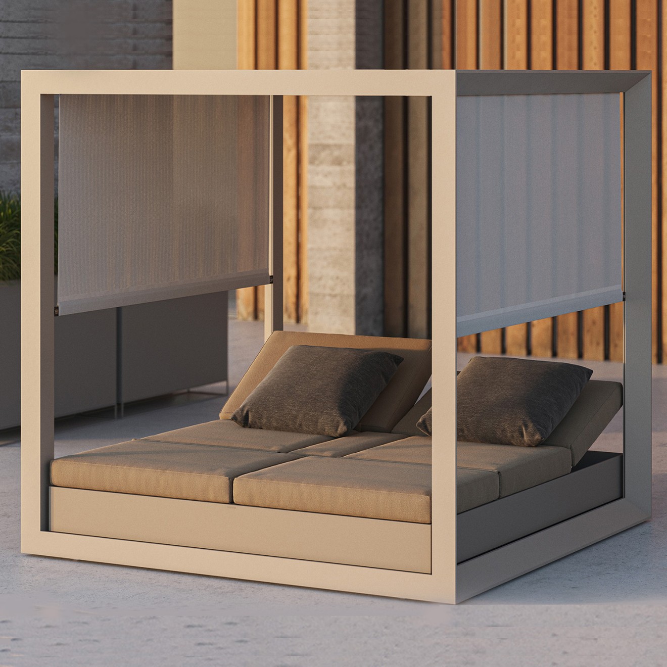 VONDOM VELA Daybeds mit Pergola – luxuriöser Schatten für Outdoor und Objekt