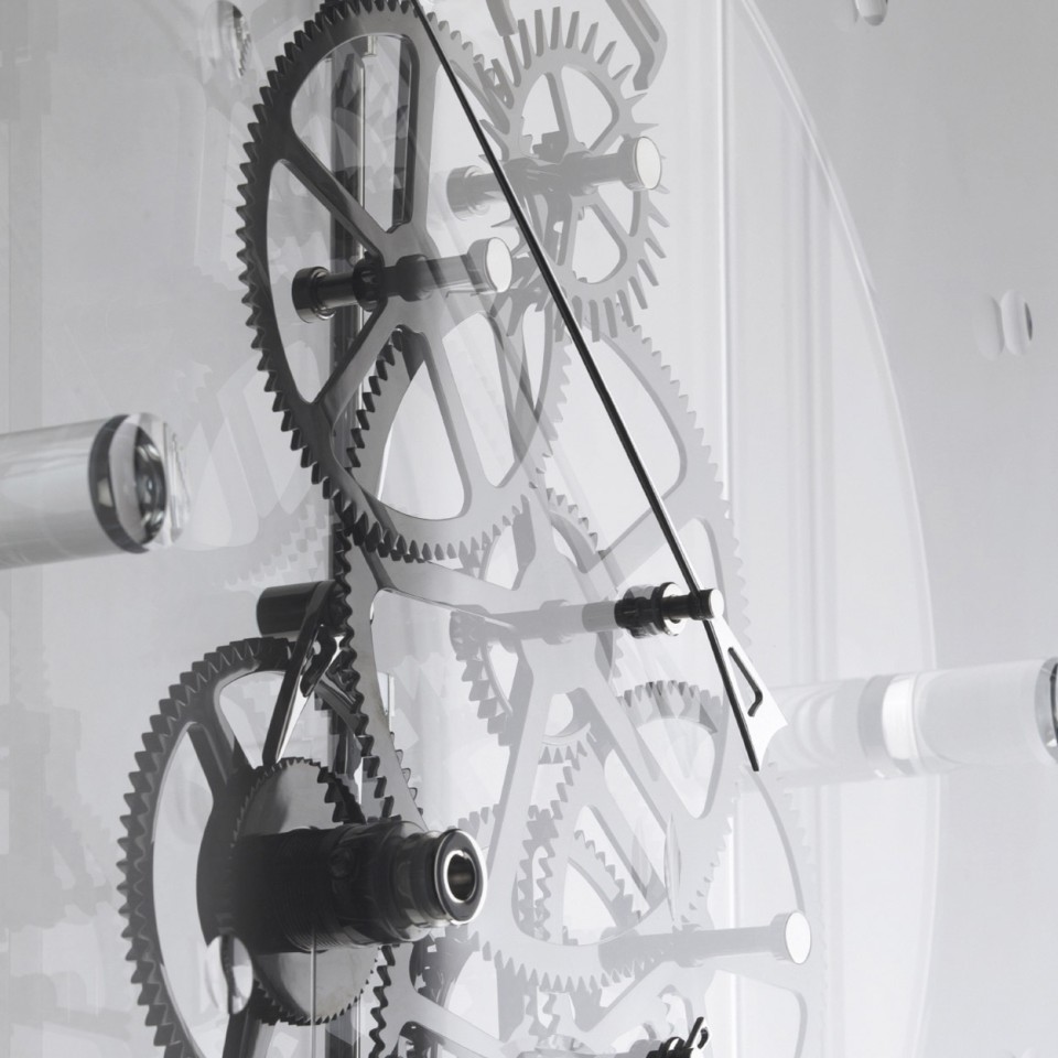 TECKELL Standuhr / Luxus Design Pendeluhr ADAGIO Marmor silber