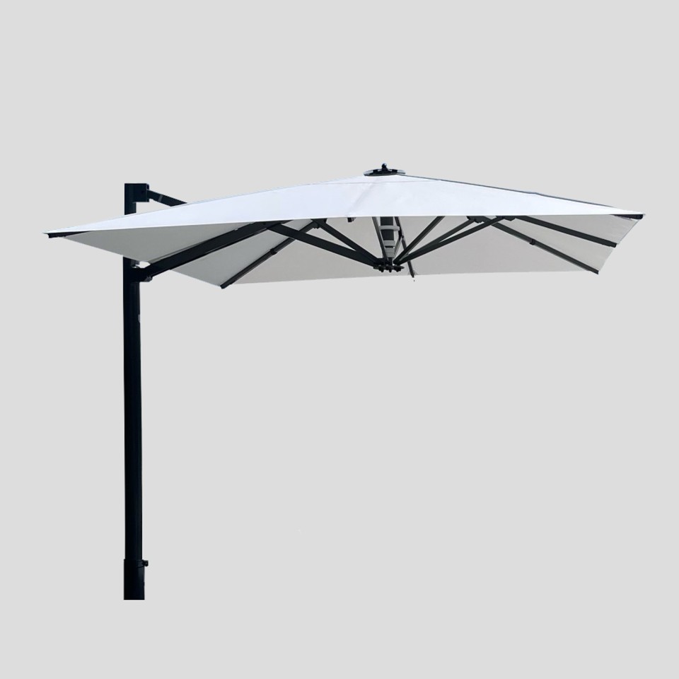 UHLMANN Typ FX Ampelschirm 4 x 4 m – stabiler Freiarmschirm mit Seitmast für Terrasse, Garten & Gastronomie