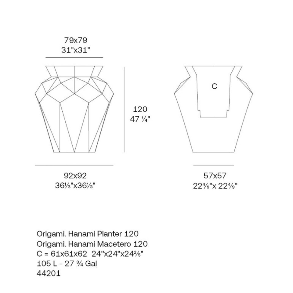 VONDOM Jardinera ORIGAMI Hanami 80 / 120 cm