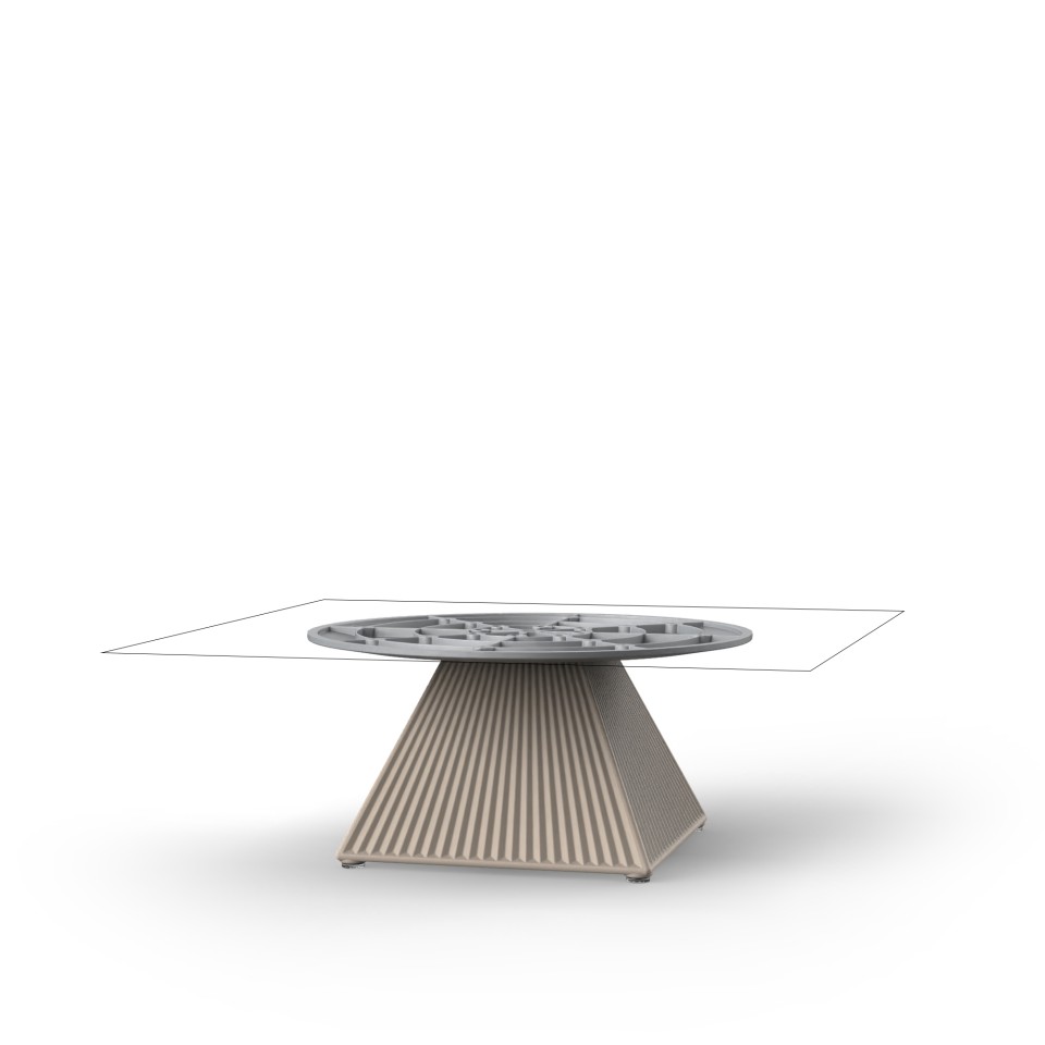 VONDOM GATSBY Duży stół do salonu - kwadratowa podstawa - 25 x 69-100 cm