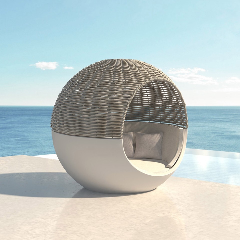 VONDOM Ліжко денне MOON з дахом з плетеної мотузки - 218x199cm