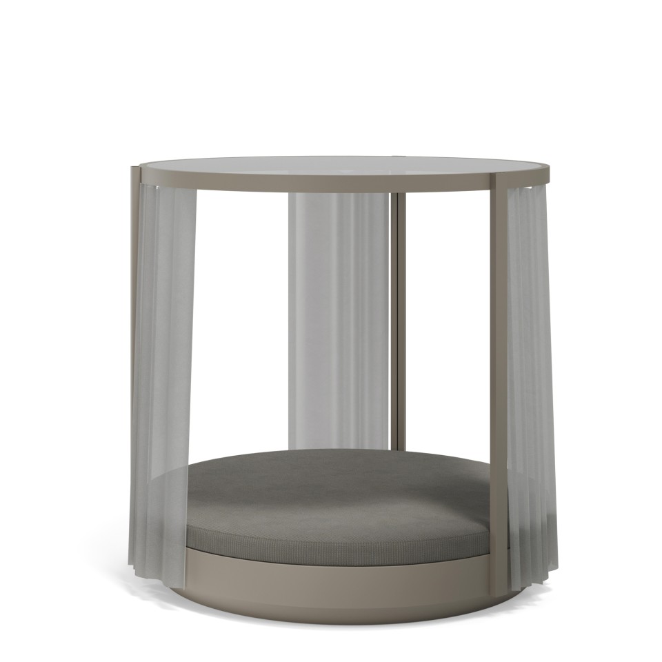 Daybed VONDOM VELA Ø 210 cm con pérgola – cama de exterior redonda para terraza, jardín y piscina