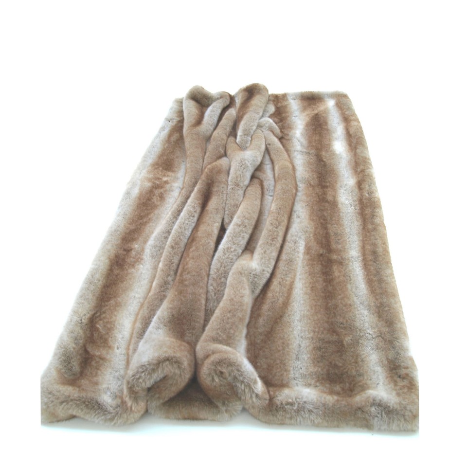 KATRIN LEUZE Coperta di pelliccia intrecciata - coniglio OPTIK fantasia beige screziata