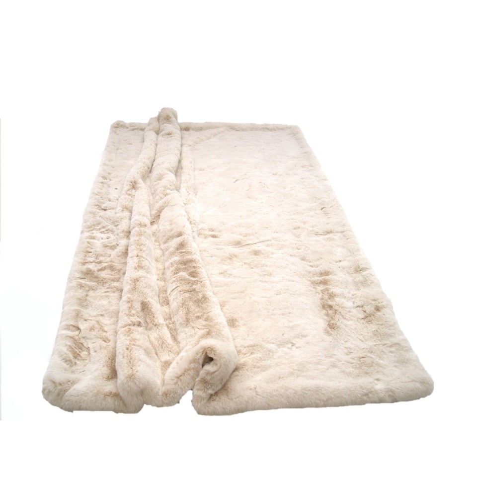 KATRIN LEUZE Coperta in pelliccia intrecciata - Rex coniglio OPTIK champagne