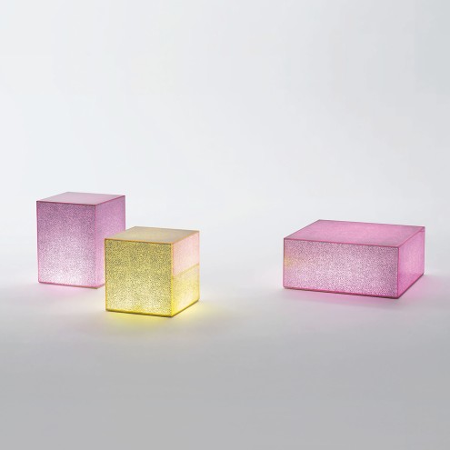 GLAS ITALIA Beistelltisch CRACK mit Licht