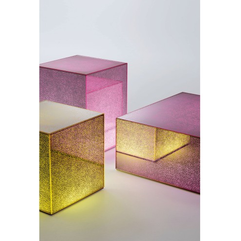 GLAS ITALIA Beistelltisch CRACK mit Licht