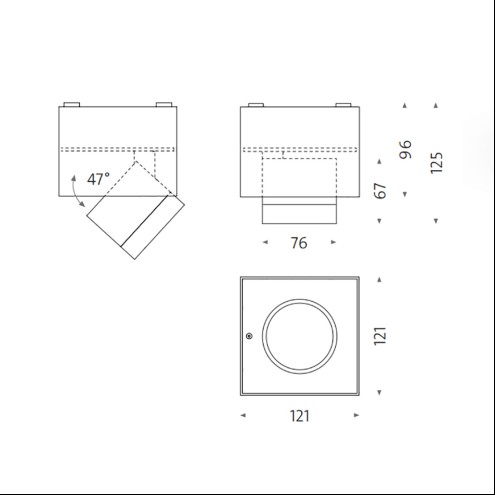 MAWA Wittenberg 4.0 ZOOM – LED-Aufbaustrahler – rechteckig hoch – 1-flammig - halbbündig