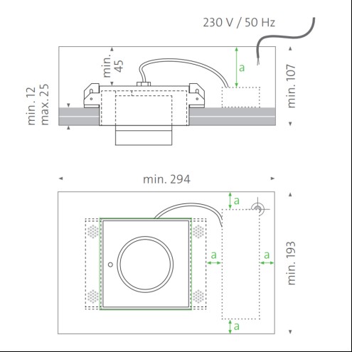 MAWA Wittenberg 4.0 ZOOM – LED-Einbaustrahler –quadratisch – 1-flammig - halbbündig