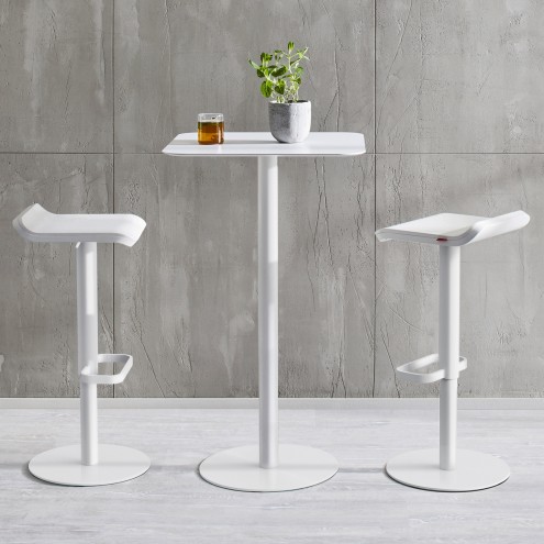 MOREE Barhocker ED weiß / Eiche - Höhenverstellbar