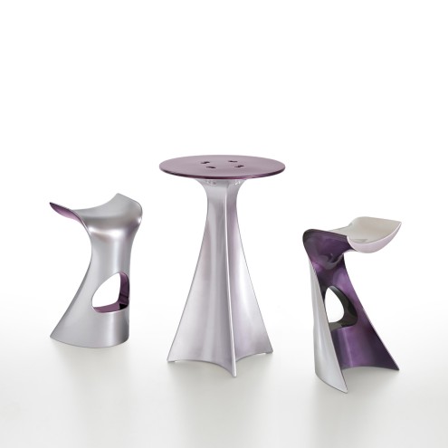SLIDE DESIGN Barhocker KONCORD & Stehtisch JET Edition 2-farbig lackiert
