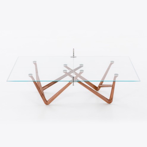 TECKELL Effetto 71 Walnuss - Luxus Tischtennisplatte aus Glas