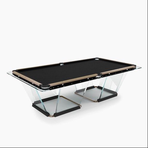 TECKELL T1.1Billardtisch hellbronze Luxus-Design aus Glas und Holz