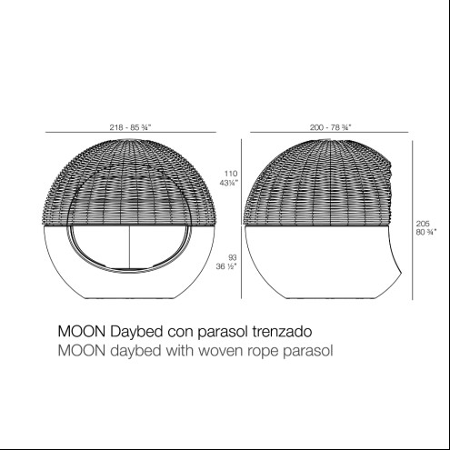 VONDOM Beleuchtetes Daybed MOON mit Geflechtdach - 199x218cm