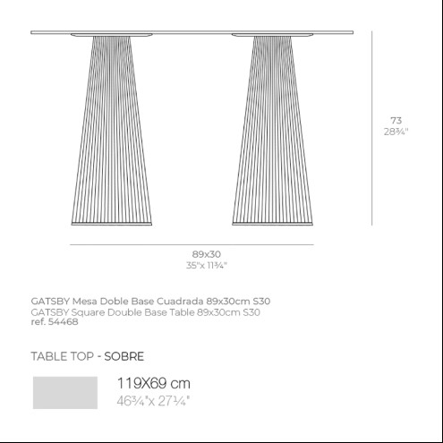 VONDOM stół do jadalni GATSBY kwadratowa podstawa - 119x69x73cm