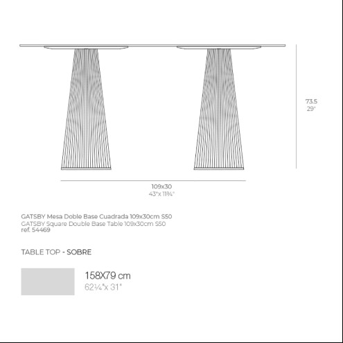 VONDOM stół do jadalni GATSBY kwadratowa podstawa - 158x79x73cm