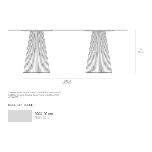 VONDOM stół do jadalni GATSBY kwadratowa podstawa - 200x100x73cm
