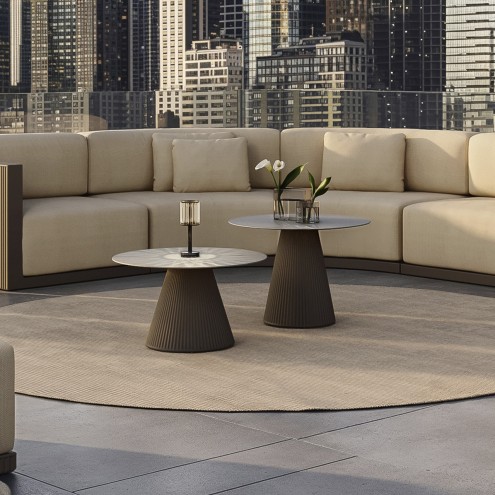 VONDOM Beisteltisch GATSBY Large - Fuß rund - 40,5 x Ø 79–100 cm