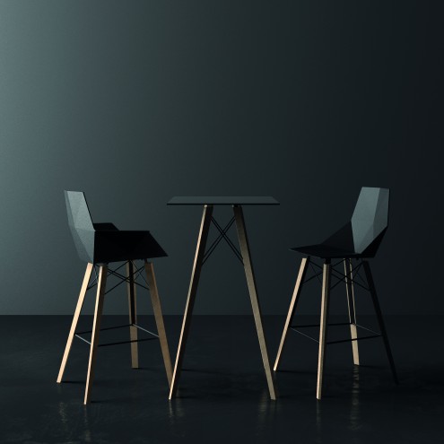 VONDOM Barhocker mit Armlehnen FAZ Holz - 4er Set