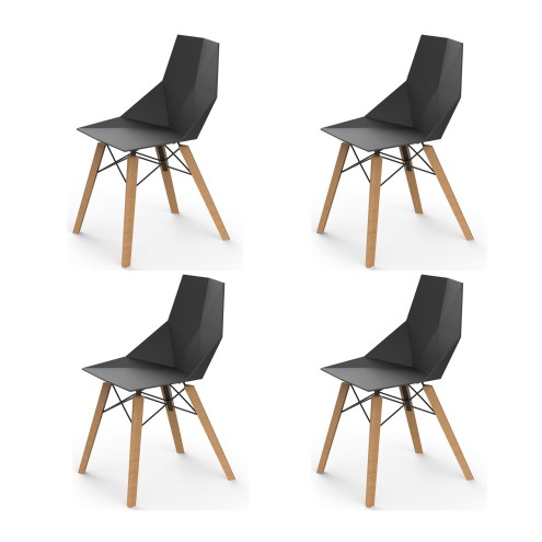 VONDOM Stuhl FAZ Holz - 4er Set