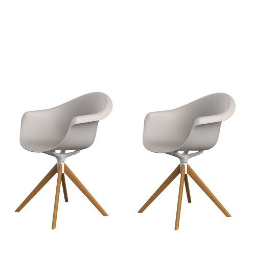 VONDOM Drehstuhl mit Holzbeinen INCASSO - 2er Set