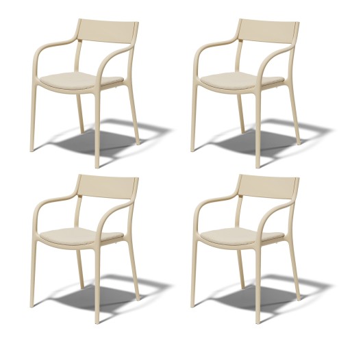 VONDOM Armlehnstuhl MADISON Polster - Cream - 4er Set
