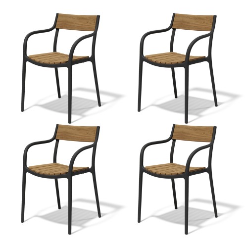 VONDOM Armlehnstuhl MADISON WOOD - Black - 4er Set