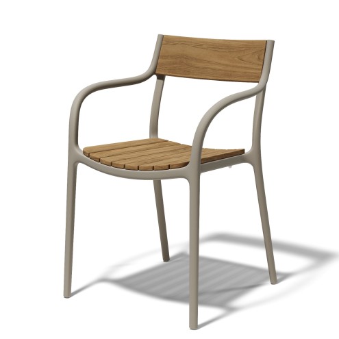 VONDOM Armlehnstuhl MADISON WOOD - Tortora - 4er Set