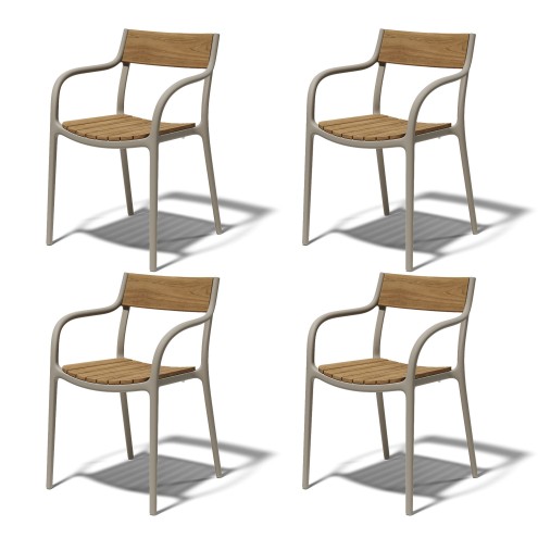VONDOM Armlehnstuhl MADISON WOOD - Tortora - 4er Set