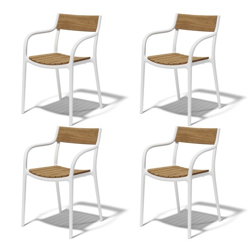 VONDOM Armlehnstuhl MADISON WOOD - White - 4er Set