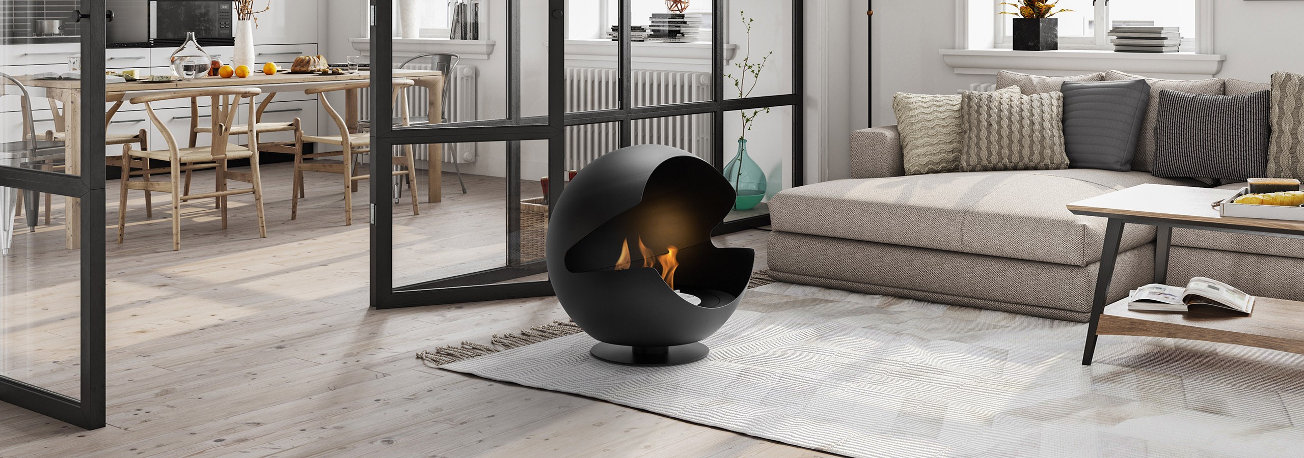 Bioethanol Kamin GLOBE schwarz